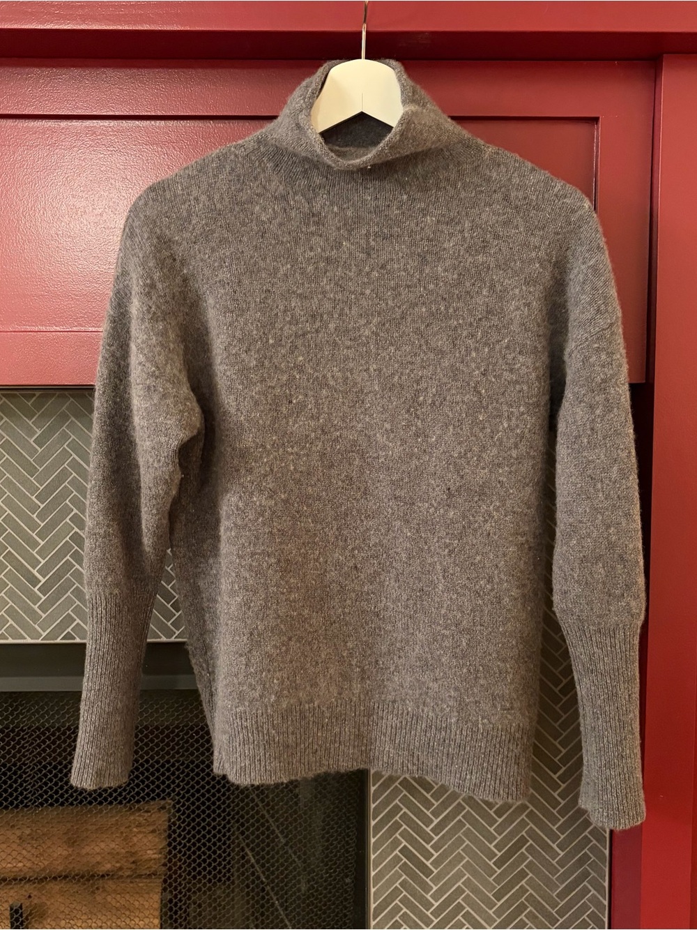 Aritzia Gray Mock Neck Cozy Sweater